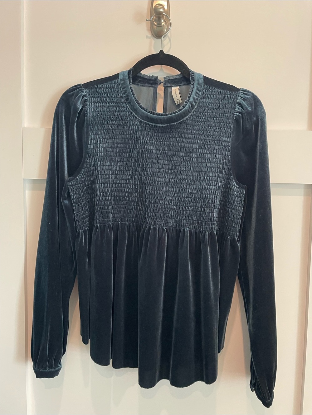 Gentle Fawn Velvet Smocked Long Sleeve Top - Dark Teal